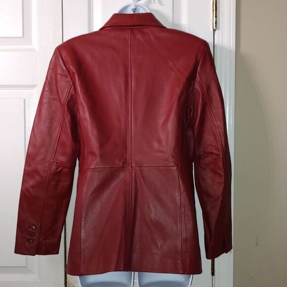 Valerie Stevens red 100% geniune leather jacket  Sz S - Picture 4 of 8